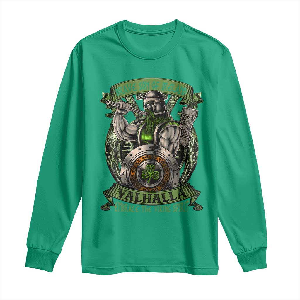 Irish Viking Long Sleeve Shirt Brave Son Of Ireland Valhalla Embrace The Viking Spirit