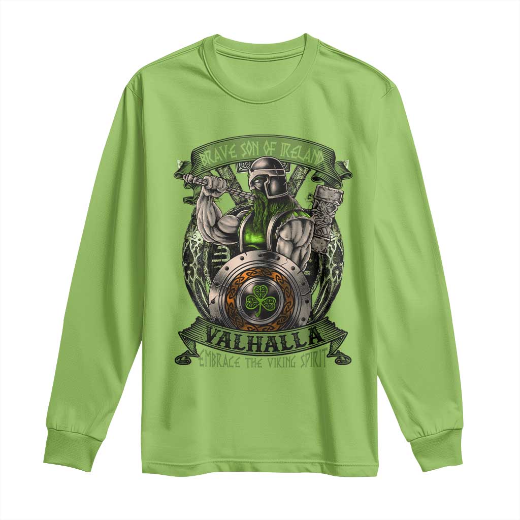 Irish Viking Long Sleeve Shirt Brave Son Of Ireland Valhalla Embrace The Viking Spirit