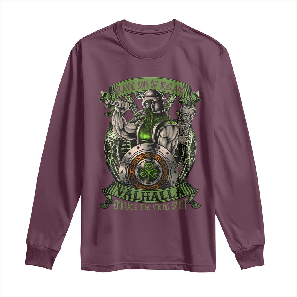 Irish Viking Long Sleeve Shirt Brave Son Of Ireland Valhalla Embrace The Viking Spirit
