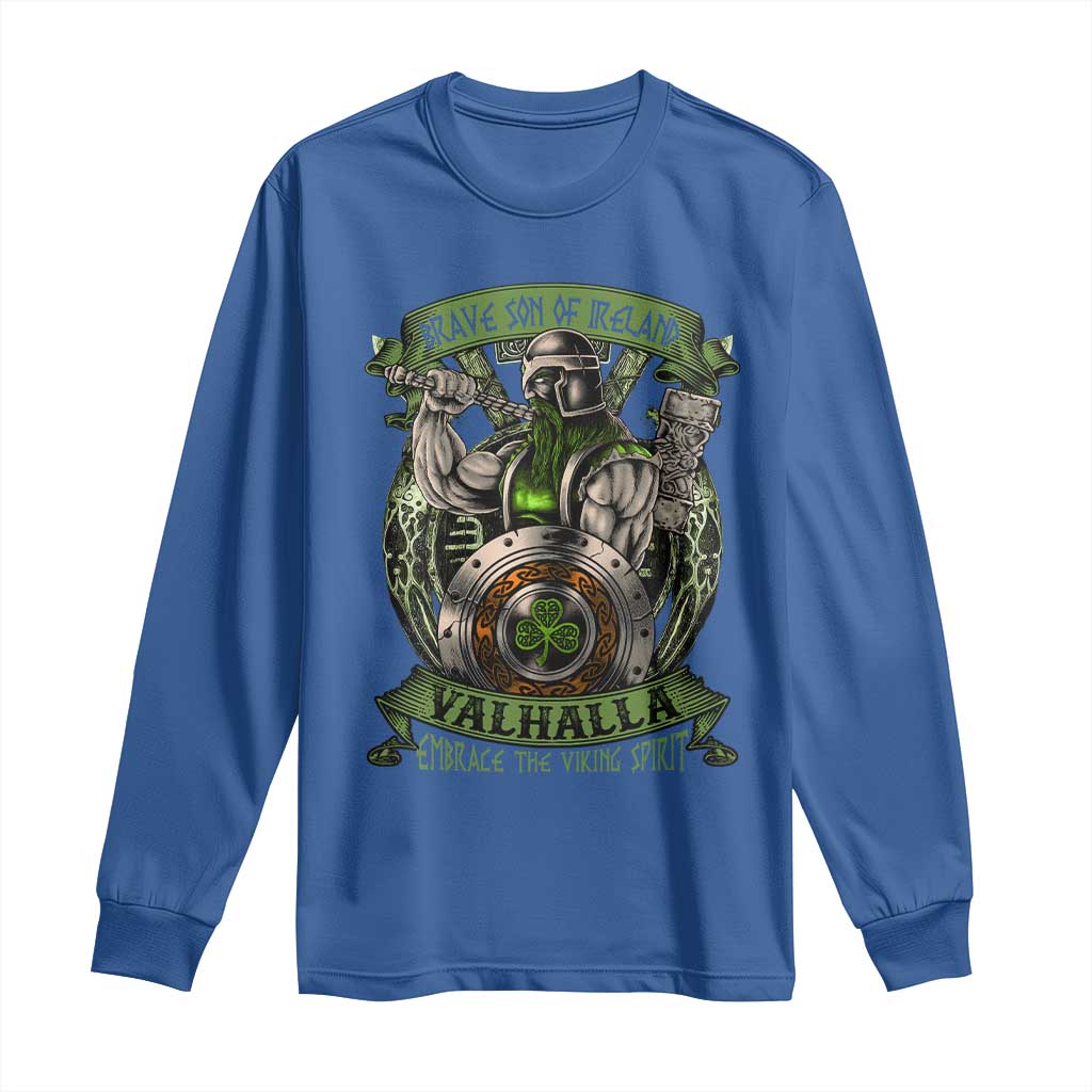 Irish Viking Long Sleeve Shirt Brave Son Of Ireland Valhalla Embrace The Viking Spirit