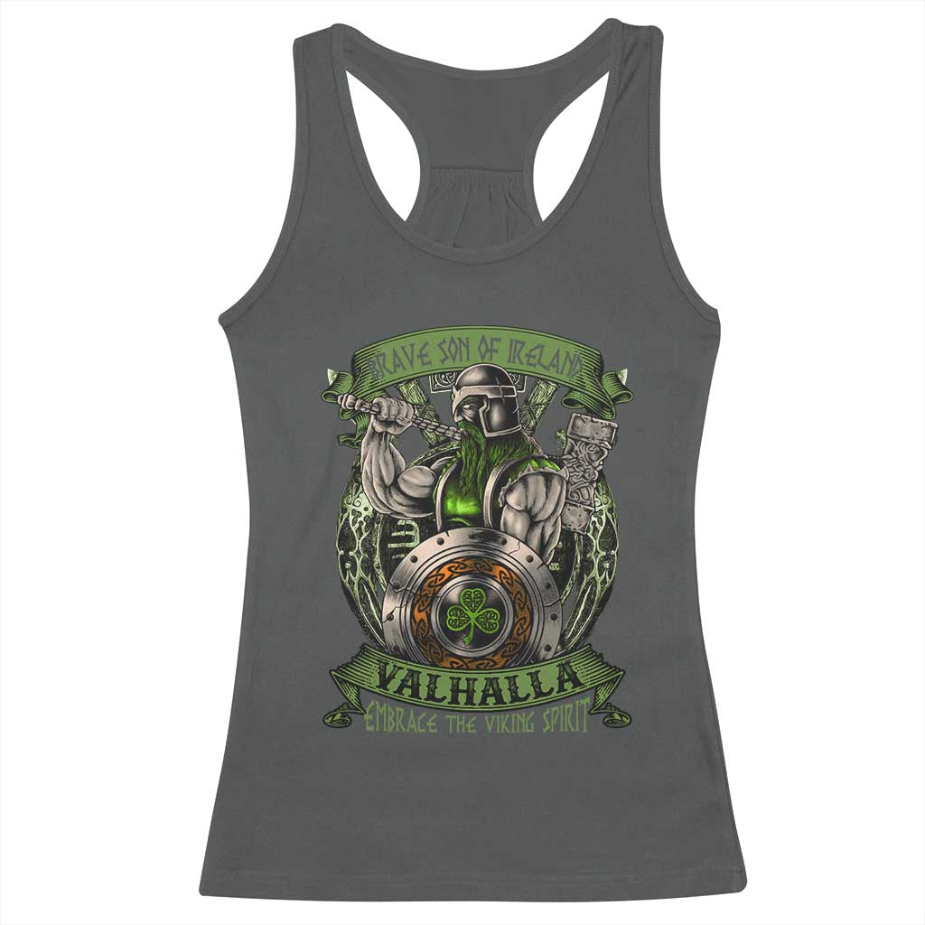 Irish Viking Racerback Tank Top Brave Son Of Ireland Valhalla Embrace The Viking Spirit
