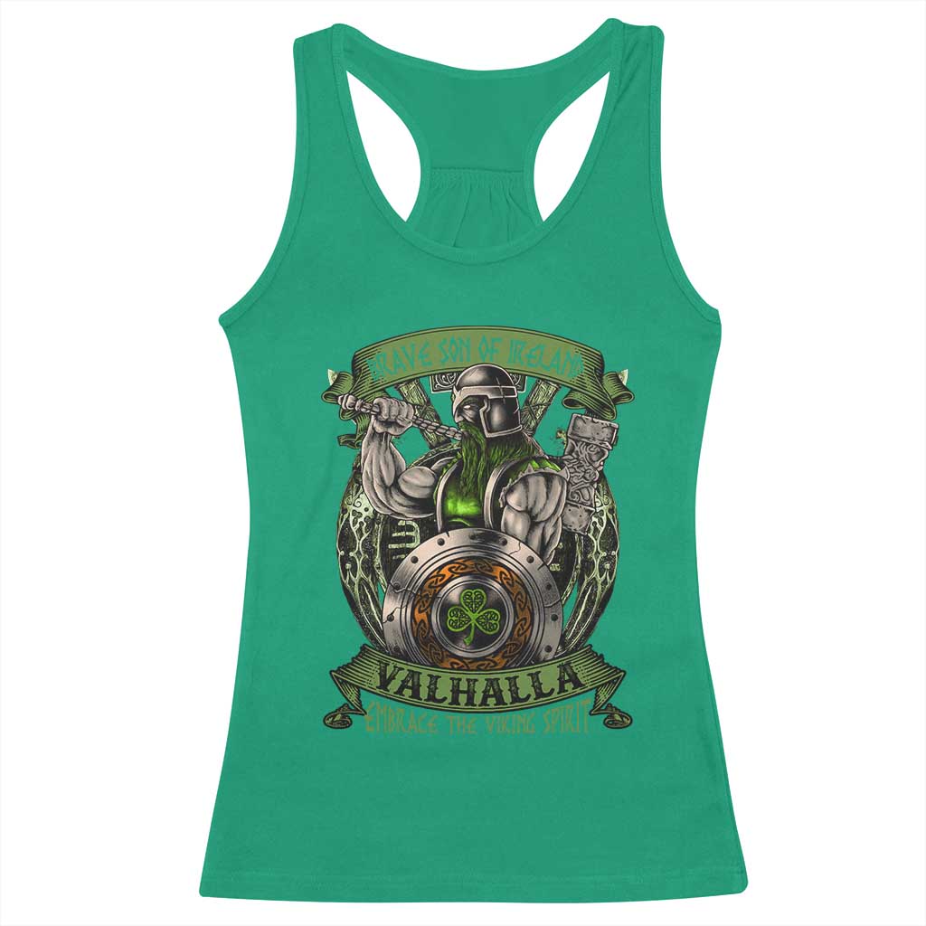 Irish Viking Racerback Tank Top Brave Son Of Ireland Valhalla Embrace The Viking Spirit