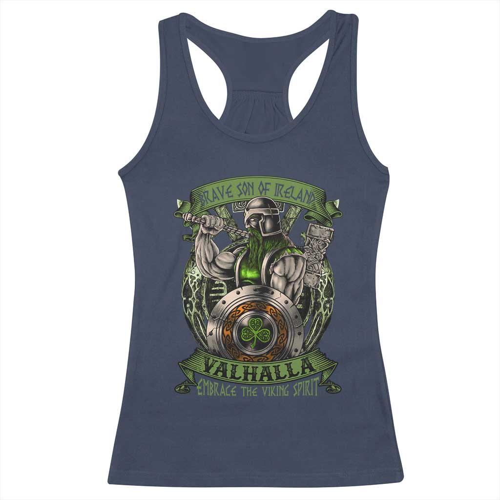 Irish Viking Racerback Tank Top Brave Son Of Ireland Valhalla Embrace The Viking Spirit