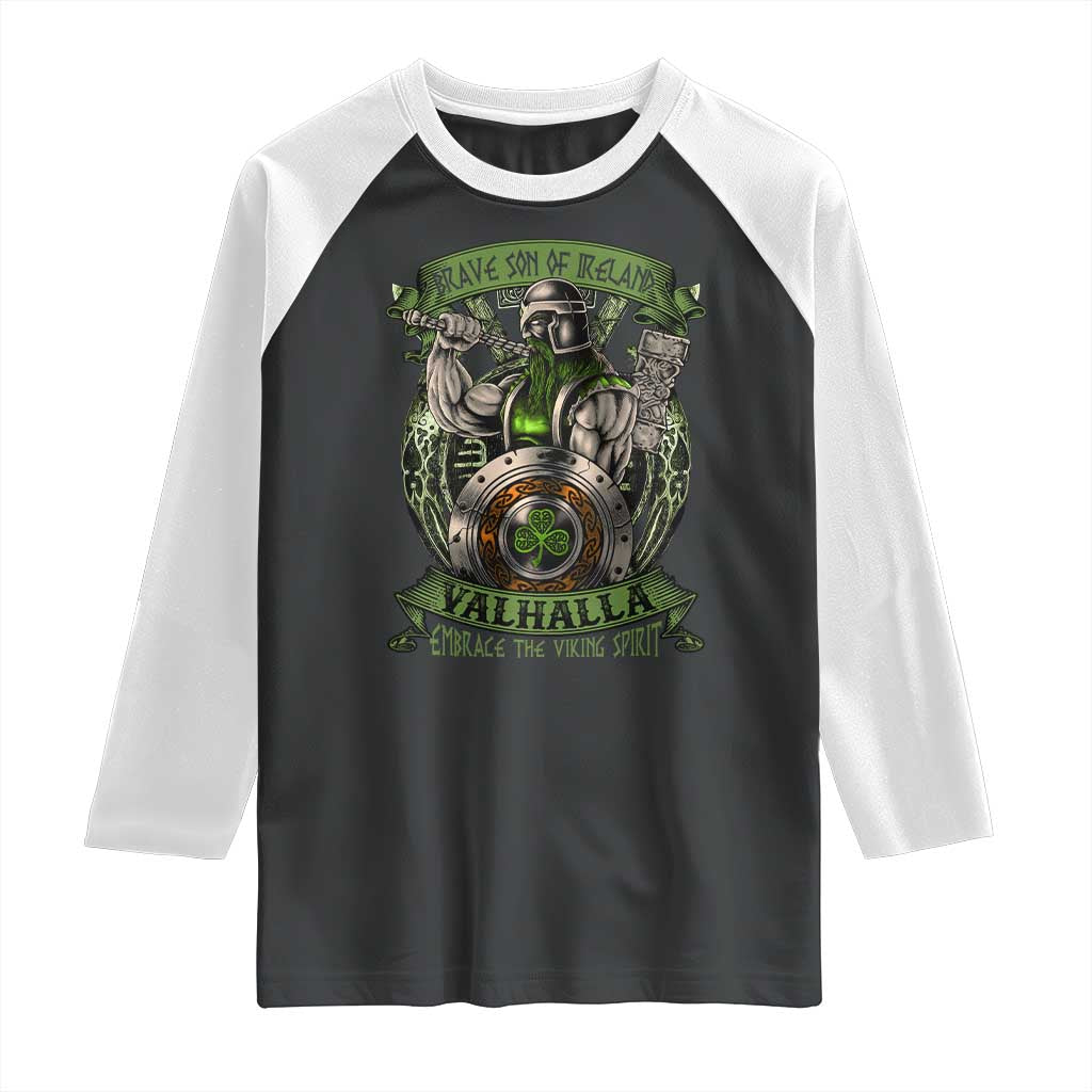 Irish Viking Raglan Shirt Brave Son Of Ireland Valhalla Embrace The Viking Spirit