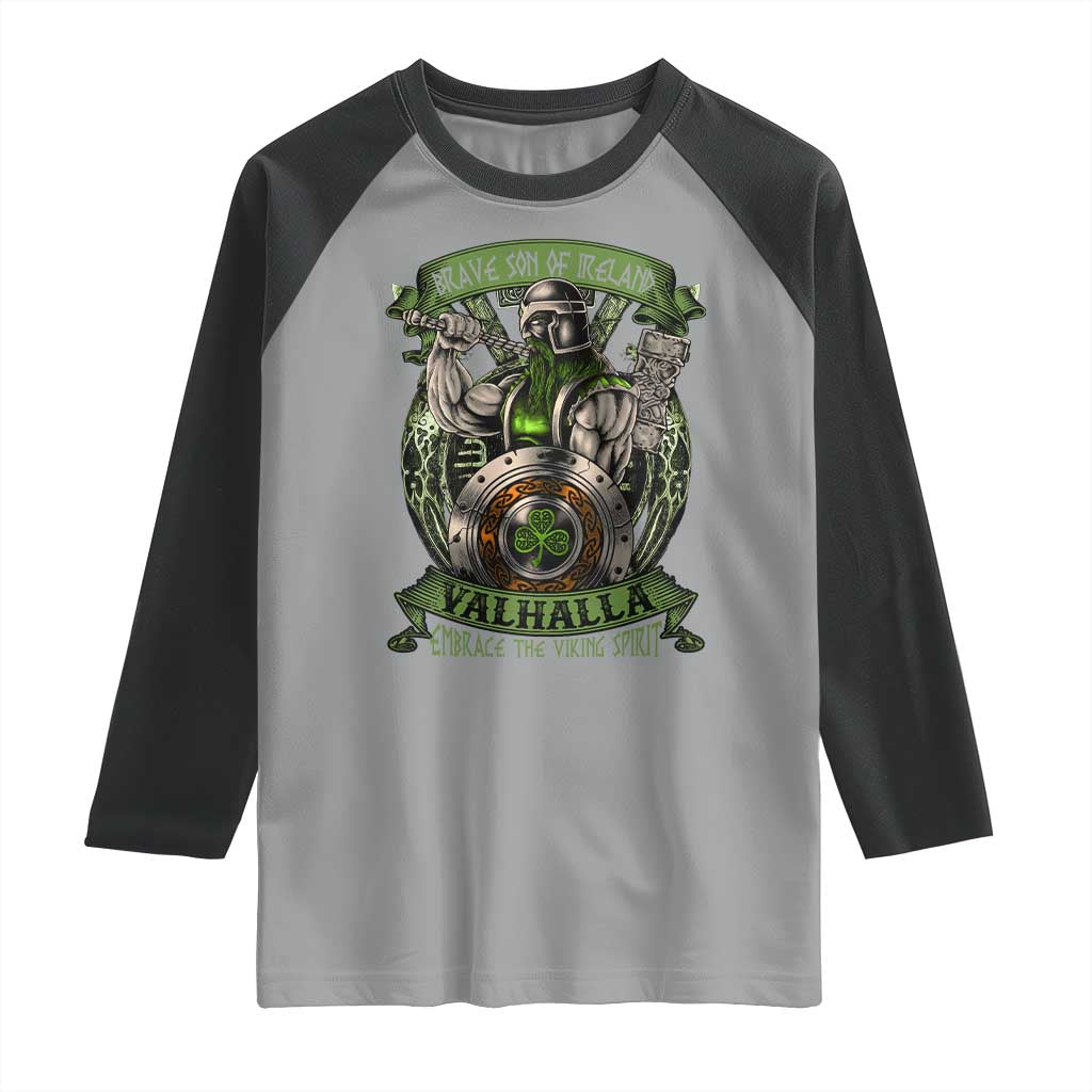 Irish Viking Raglan Shirt Brave Son Of Ireland Valhalla Embrace The Viking Spirit