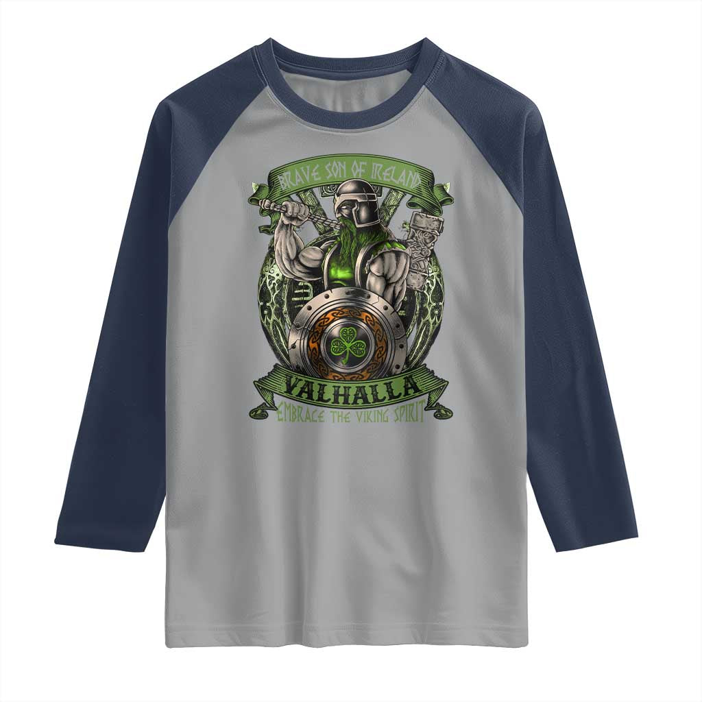 Irish Viking Raglan Shirt Brave Son Of Ireland Valhalla Embrace The Viking Spirit