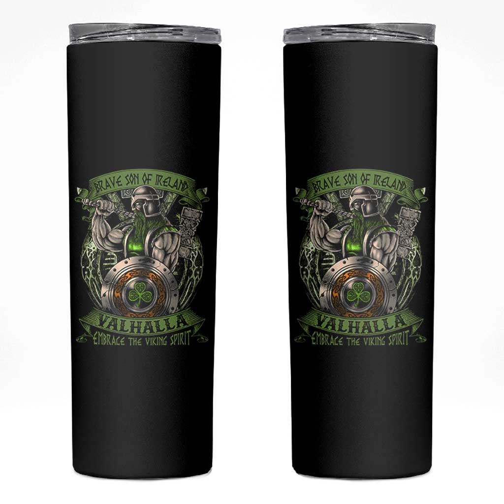 Irish Viking Skinny Tumbler Brave Son Of Ireland Valhalla Embrace The Viking Spirit