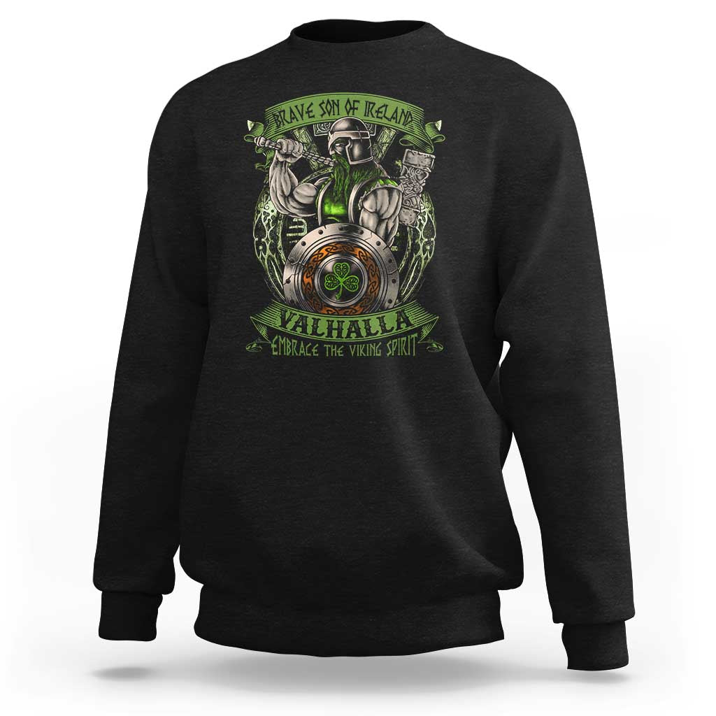 Irish Viking Sweatshirt Brave Son Of Ireland Valhalla Embrace The Viking Spirit