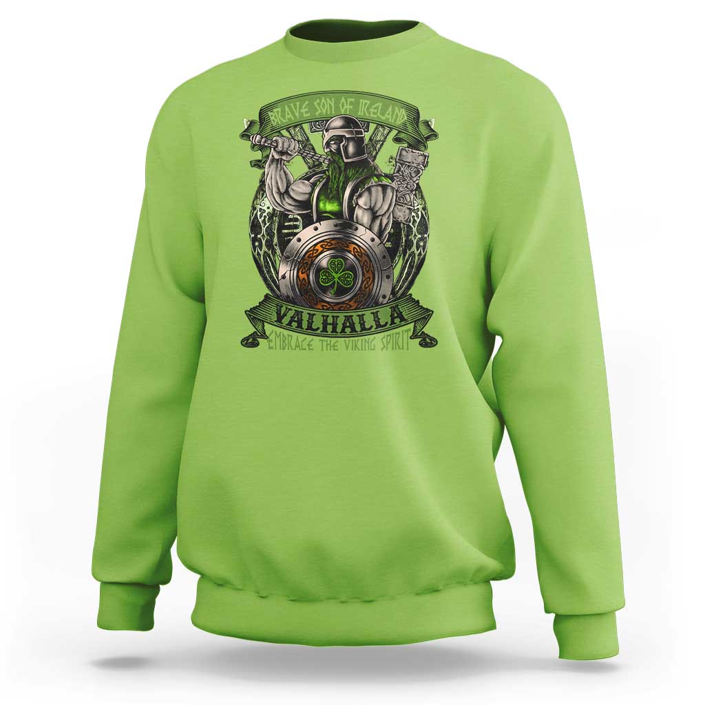 Irish Viking Sweatshirt Brave Son Of Ireland Valhalla Embrace The Viking Spirit