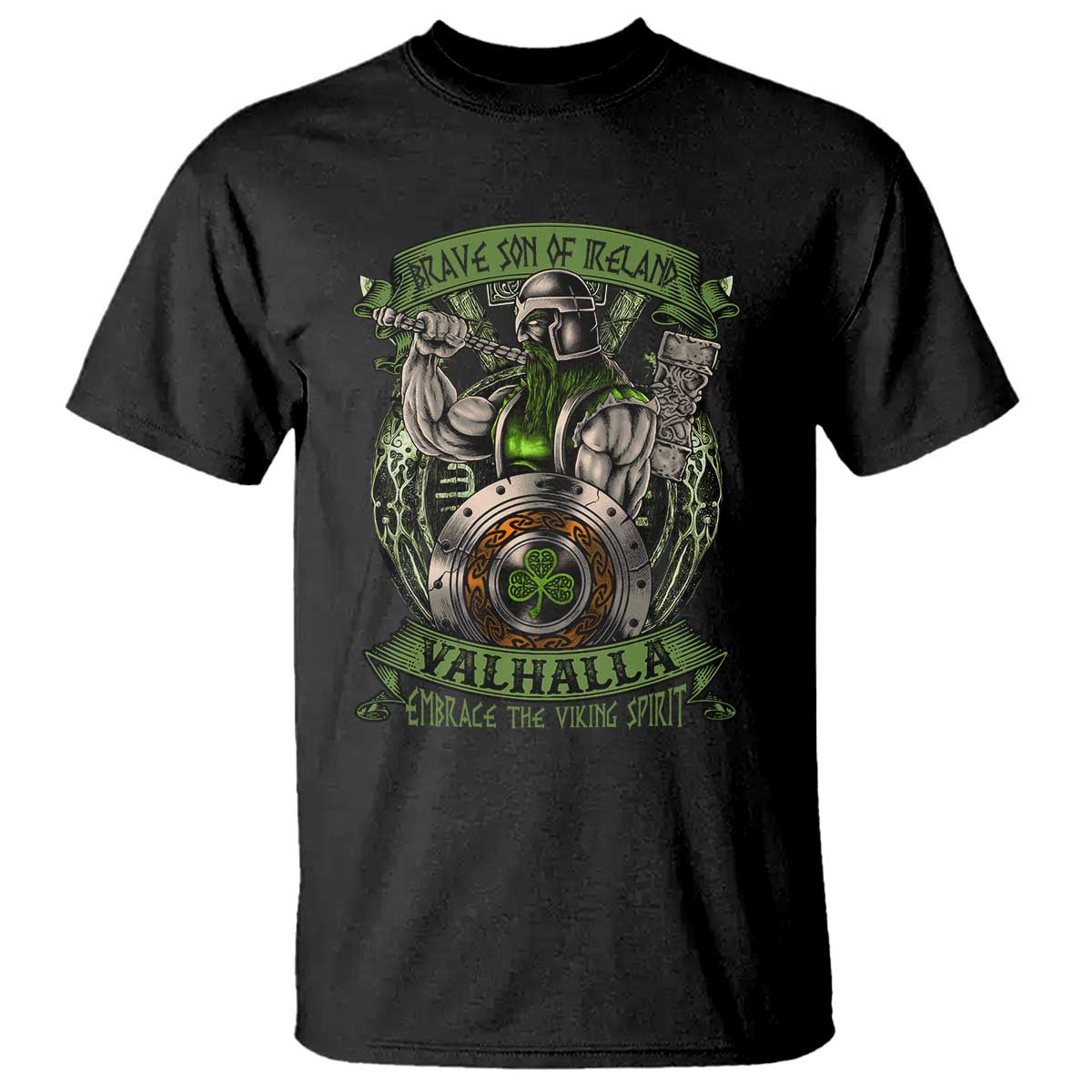 Irish Viking T Shirt Brave Son Of Ireland Valhalla Embrace The Viking Spirit