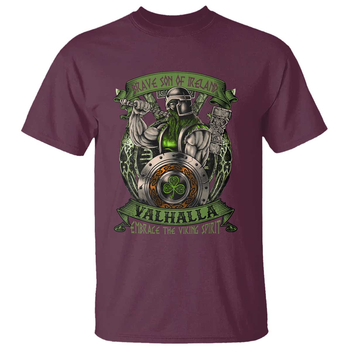 Irish Viking T Shirt Brave Son Of Ireland Valhalla Embrace The Viking Spirit
