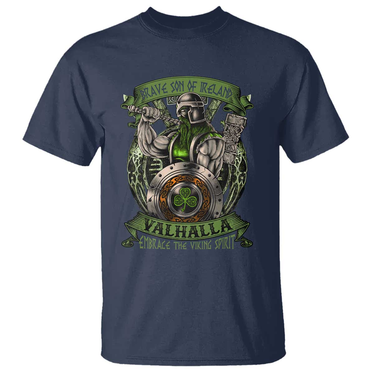 Irish Viking T Shirt Brave Son Of Ireland Valhalla Embrace The Viking Spirit