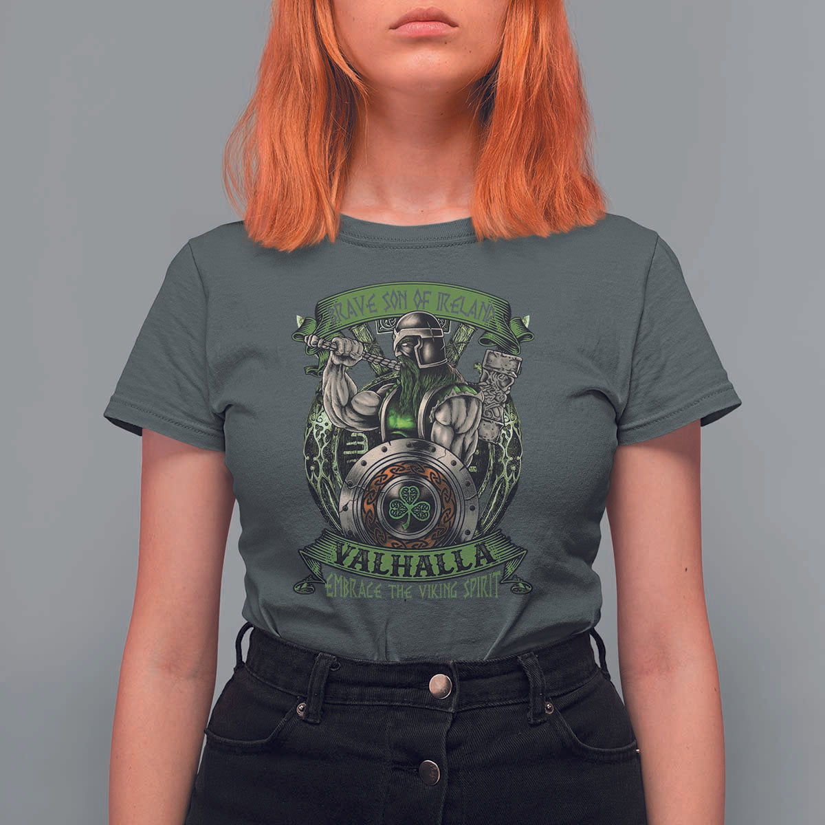 Irish Viking T Shirt For Women Brave Son Of Ireland Valhalla Embrace The Viking Spirit