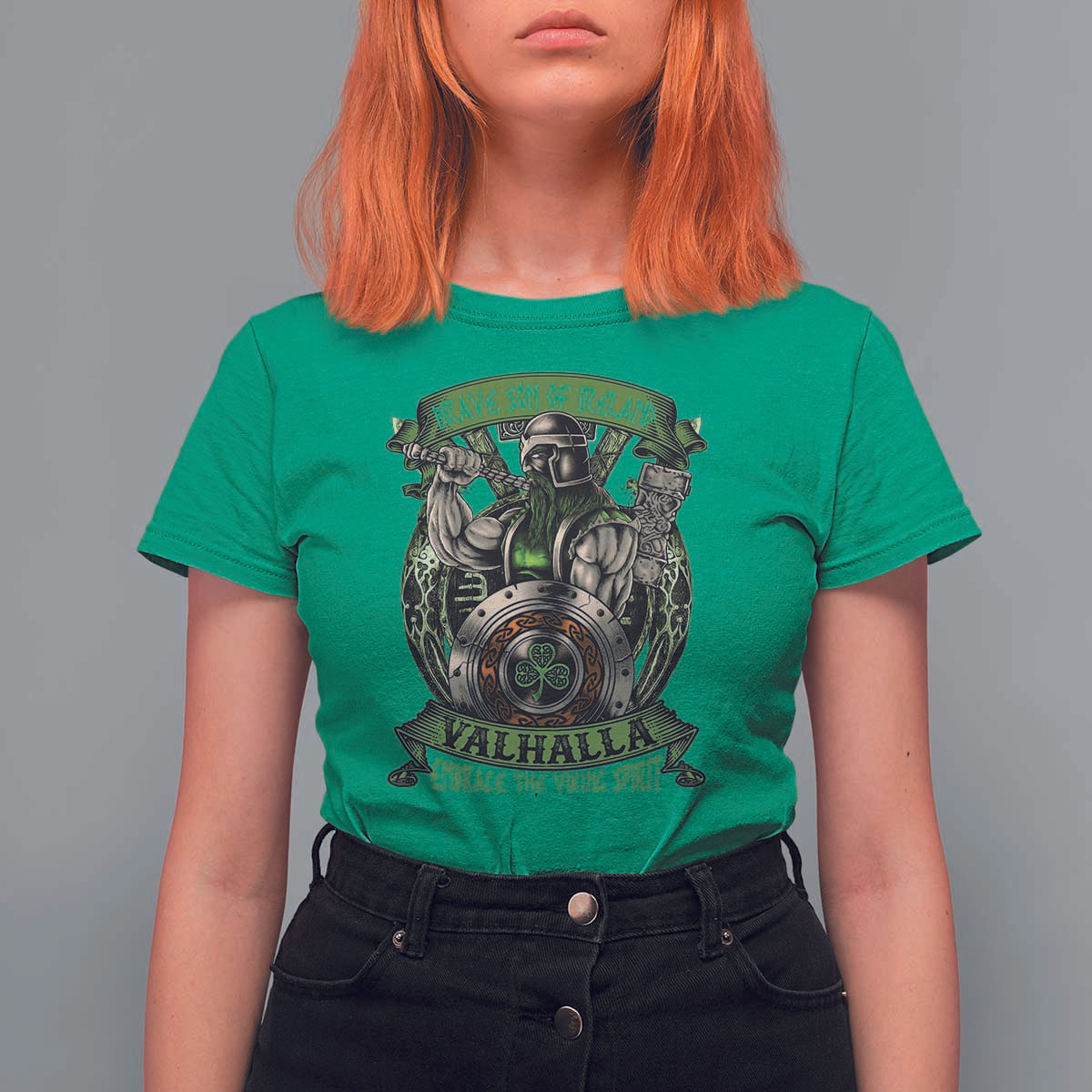 Irish Viking T Shirt For Women Brave Son Of Ireland Valhalla Embrace The Viking Spirit