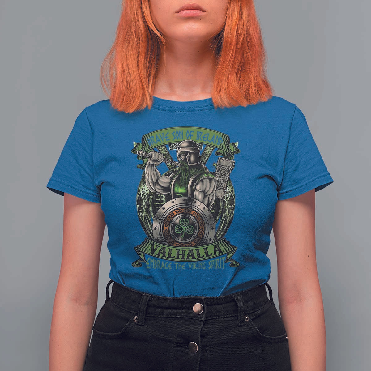 Irish Viking T Shirt For Women Brave Son Of Ireland Valhalla Embrace The Viking Spirit