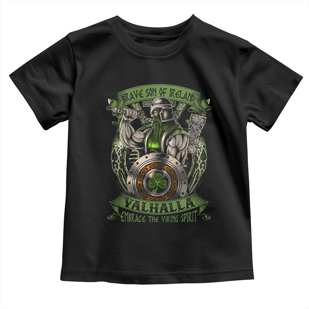 Irish Viking Toddler T Shirt Brave Son Of Ireland Valhalla Embrace The Viking Spirit