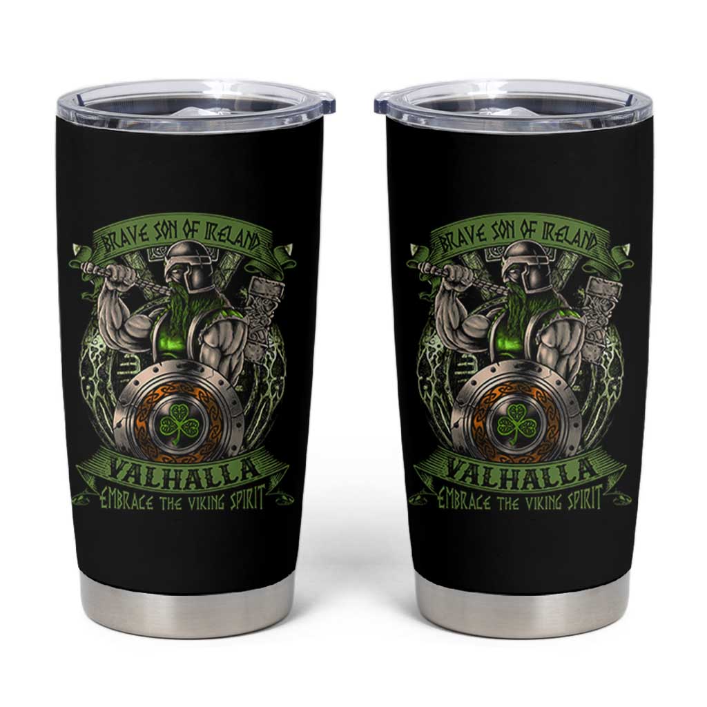 Irish Viking Tumbler Cup Brave Son Of Ireland Valhalla Embrace The Viking Spirit