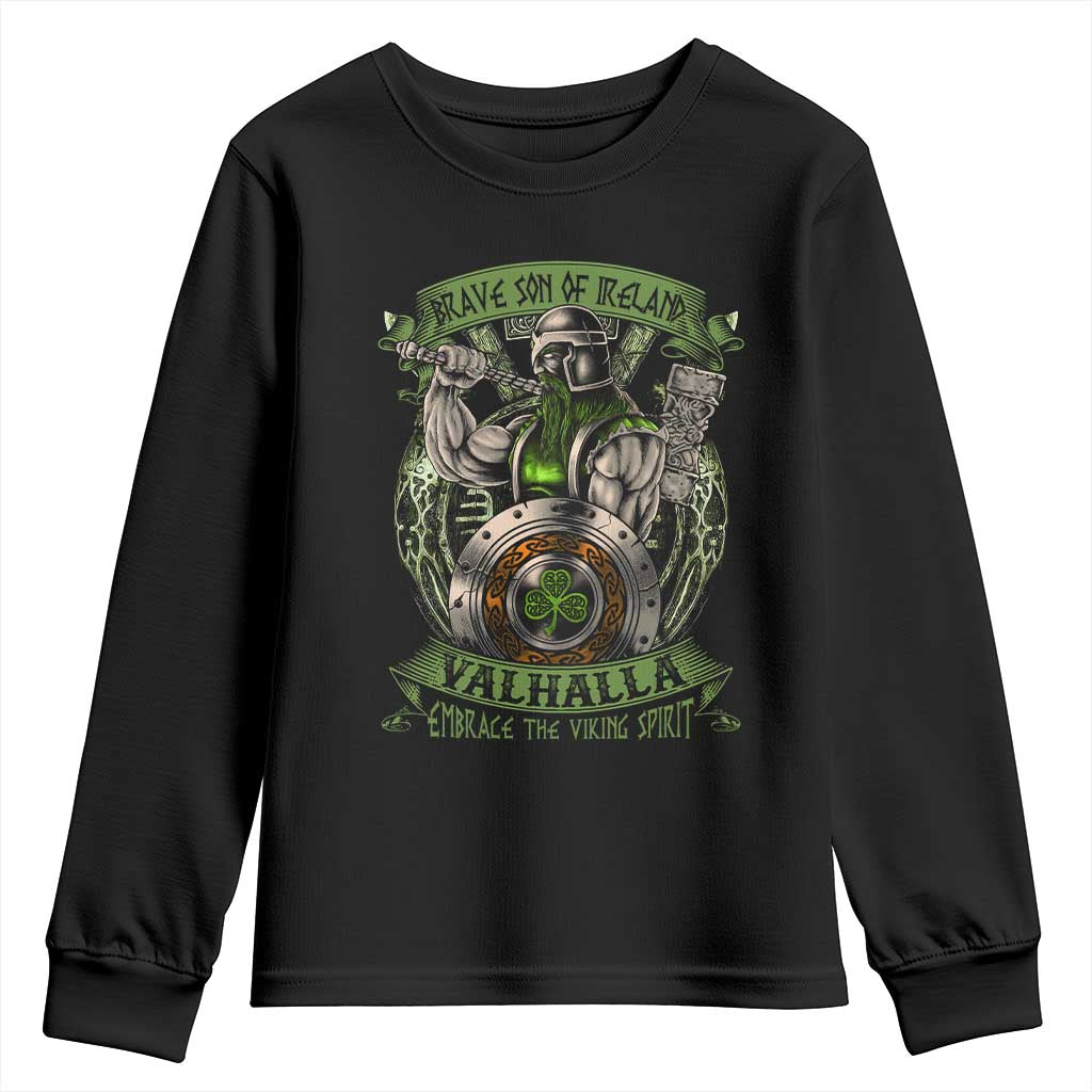 Irish Viking Youth Sweatshirt Brave Son Of Ireland Valhalla Embrace The Viking Spirit