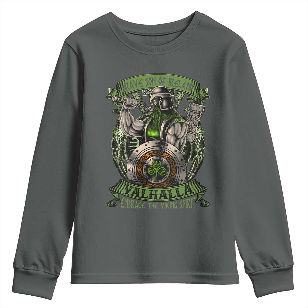 Irish Viking Youth Sweatshirt Brave Son Of Ireland Valhalla Embrace The Viking Spirit