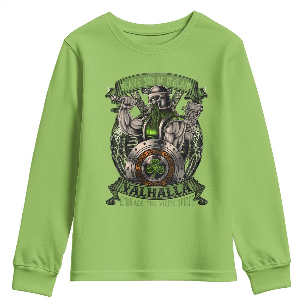 Irish Viking Youth Sweatshirt Brave Son Of Ireland Valhalla Embrace The Viking Spirit