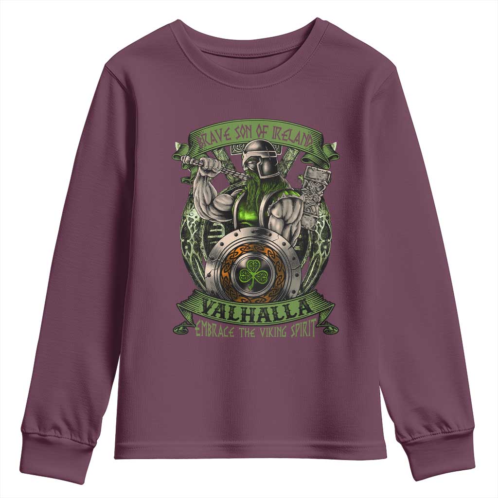 Irish Viking Youth Sweatshirt Brave Son Of Ireland Valhalla Embrace The Viking Spirit