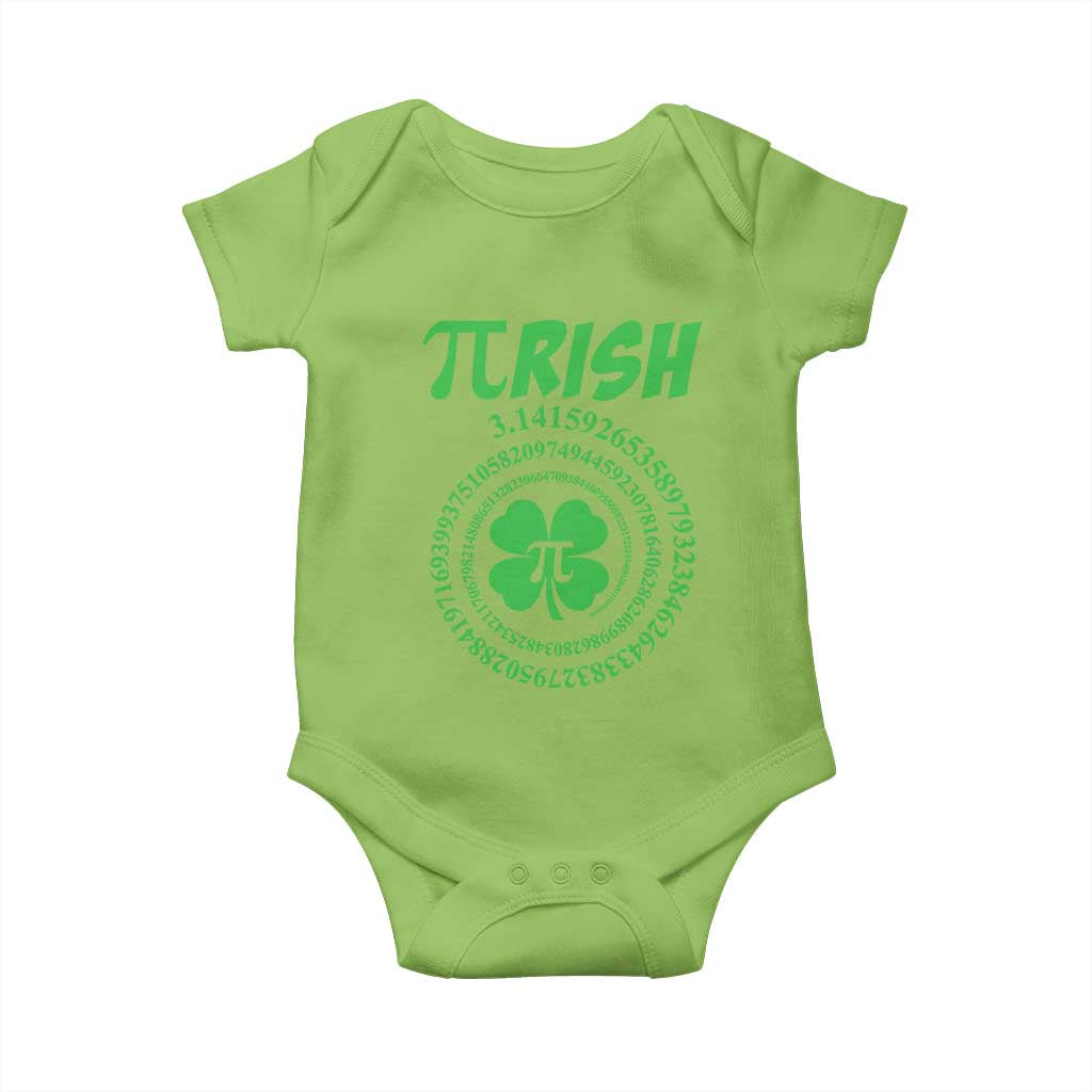 Funny St Patricks Day Pi Symbol Lover Baby Onesie Pirish 3,14 Pi Number Shamrock
