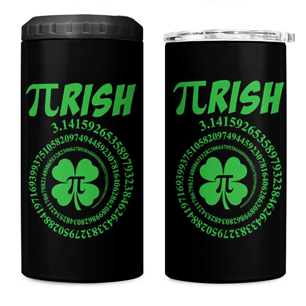 Funny St Patricks Day Pi Symbol Lover 4 in 1 Can Cooler Tumbler Pirish 3,14 Pi Number Shamrock