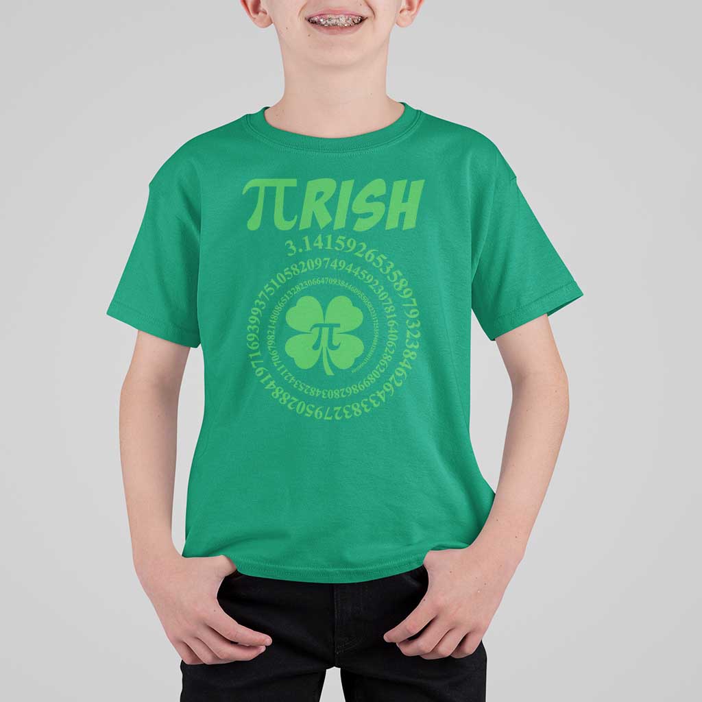 Funny St Patricks Day Pi Symbol Lover T Shirt For Kid Pirish 3,14 Pi Number Shamrock