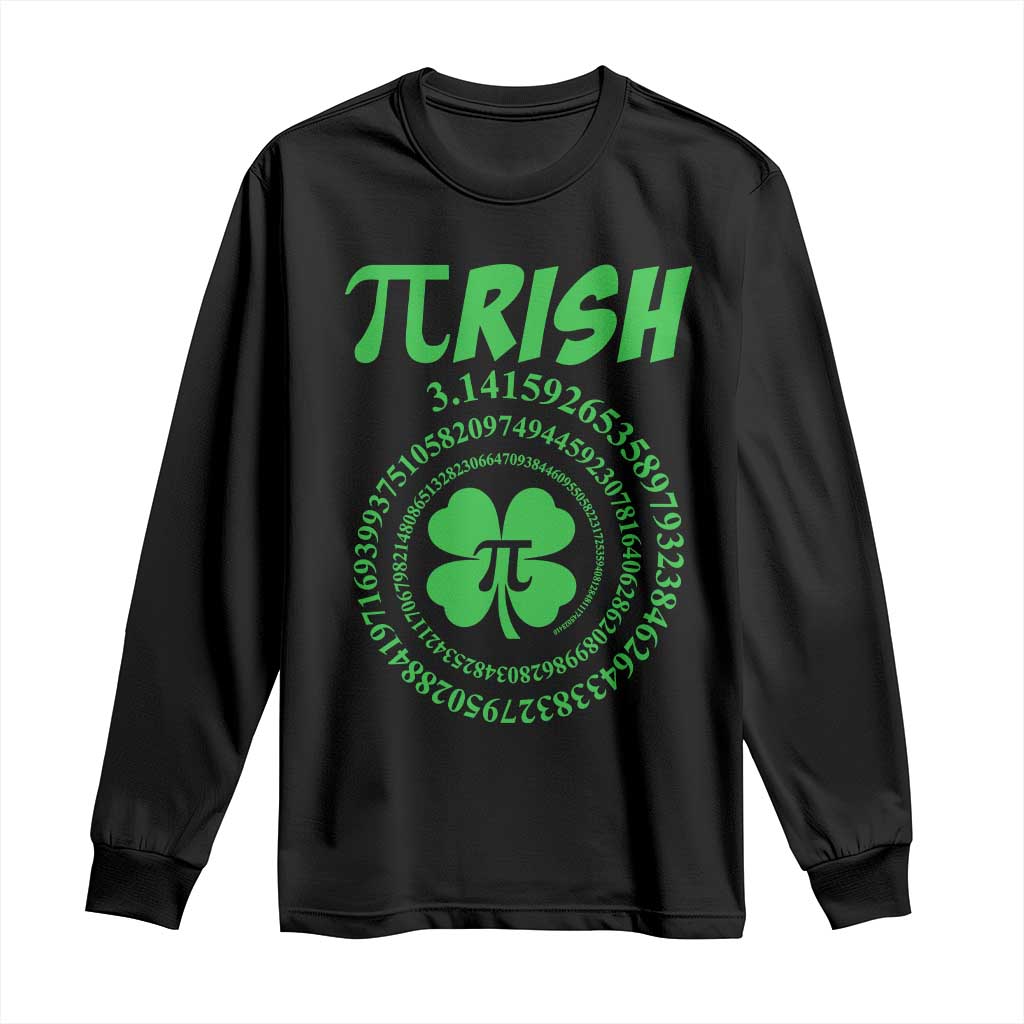 Funny St Patricks Day Pi Symbol Lover Long Sleeve Shirt Pirish 3,14 Pi Number Shamrock