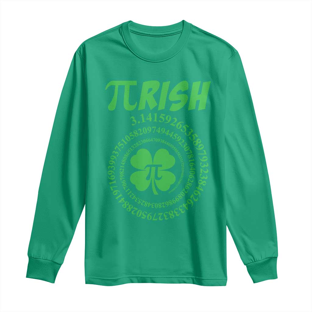 Funny St Patricks Day Pi Symbol Lover Long Sleeve Shirt Pirish 3,14 Pi Number Shamrock