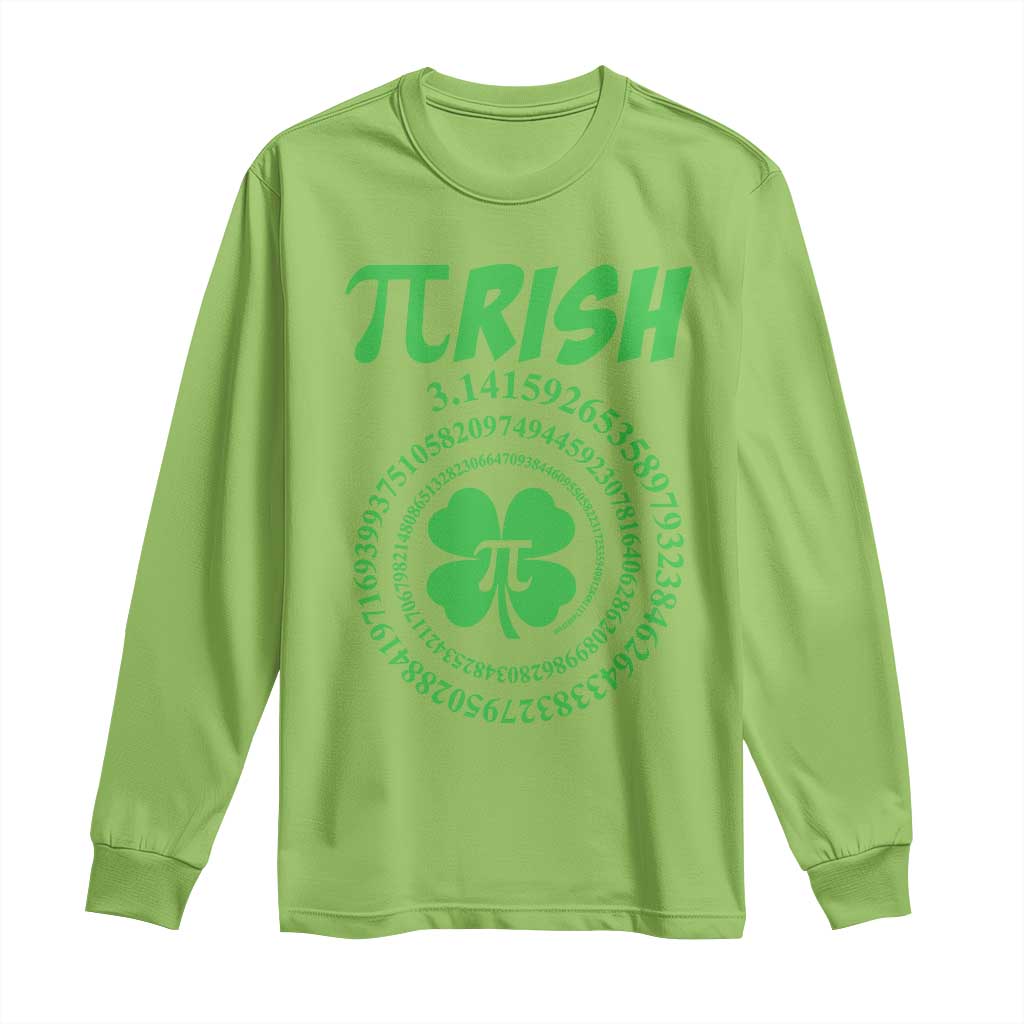 Funny St Patricks Day Pi Symbol Lover Long Sleeve Shirt Pirish 3,14 Pi Number Shamrock