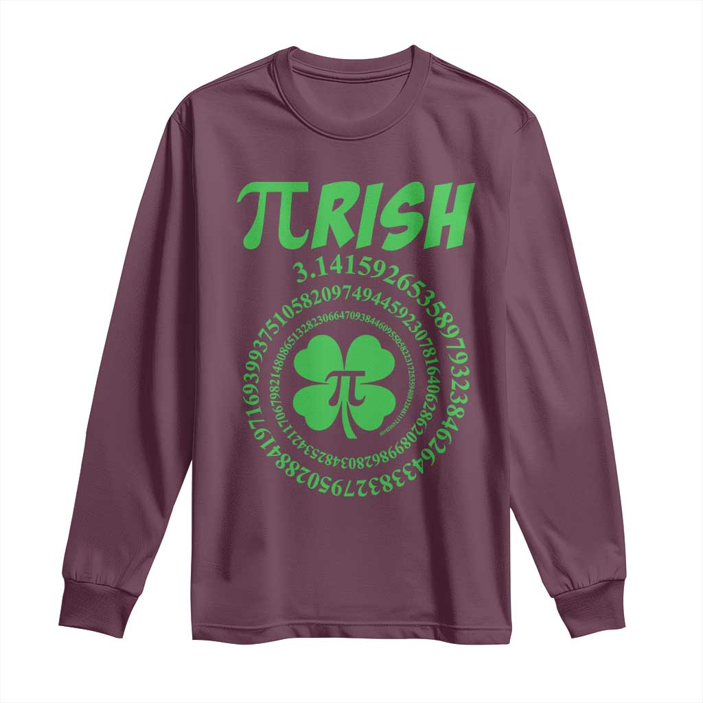 Funny St Patricks Day Pi Symbol Lover Long Sleeve Shirt Pirish 3,14 Pi Number Shamrock