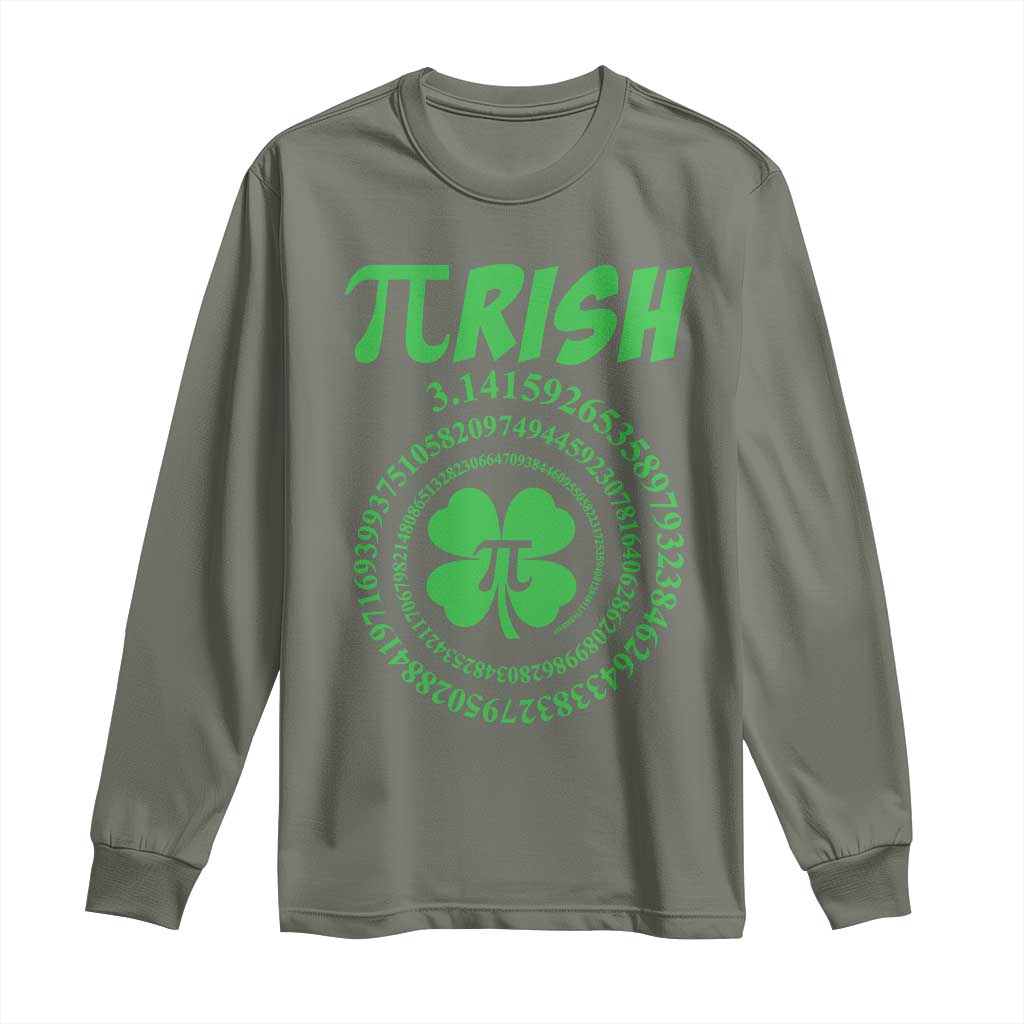 Funny St Patricks Day Pi Symbol Lover Long Sleeve Shirt Pirish 3,14 Pi Number Shamrock