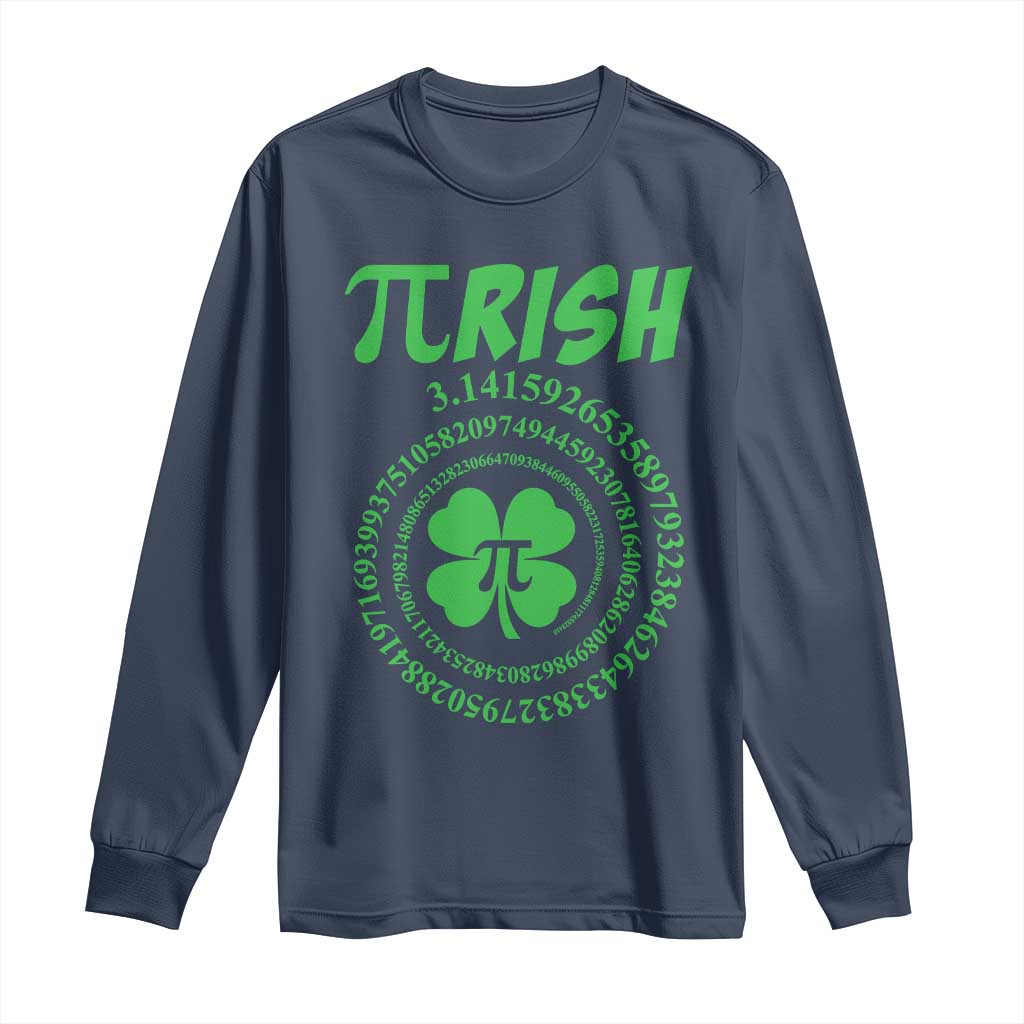 Funny St Patricks Day Pi Symbol Lover Long Sleeve Shirt Pirish 3,14 Pi Number Shamrock