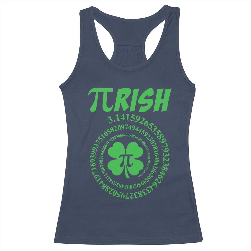 Funny St Patricks Day Pi Symbol Lover Racerback Tank Top Pirish 3,14 Pi Number Shamrock