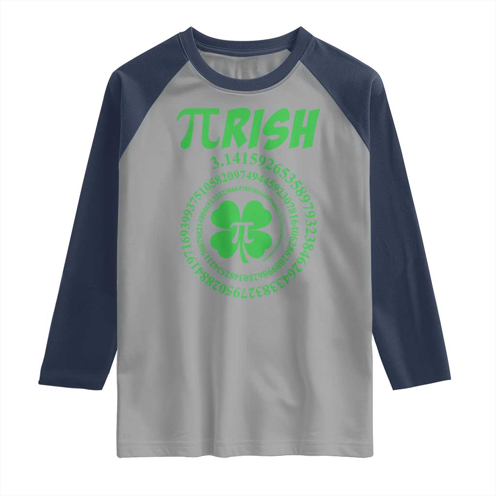 Funny St Patricks Day Pi Symbol Lover Raglan Shirt Pirish 3,14 Pi Number Shamrock