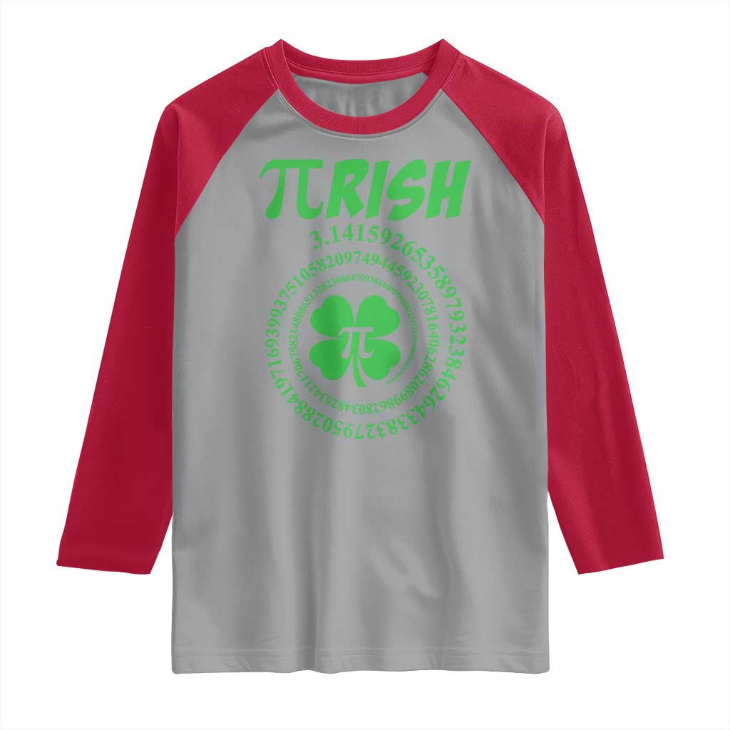 Funny St Patricks Day Pi Symbol Lover Raglan Shirt Pirish 3,14 Pi Number Shamrock