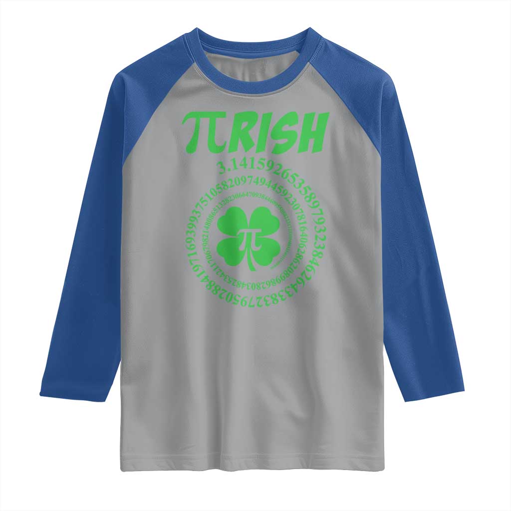 Funny St Patricks Day Pi Symbol Lover Raglan Shirt Pirish 3,14 Pi Number Shamrock