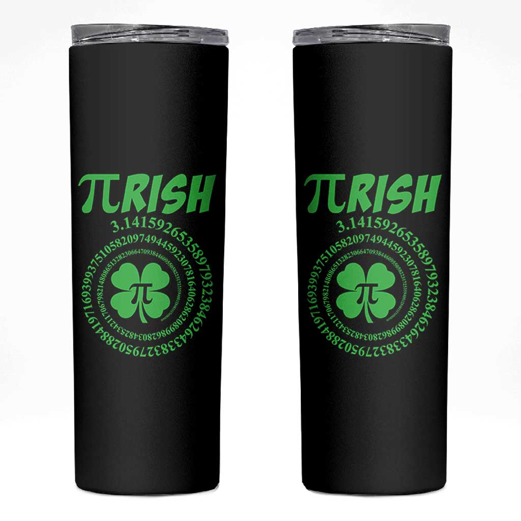 Funny St Patricks Day Pi Symbol Lover Skinny Tumbler Pirish 3,14 Pi Number Shamrock