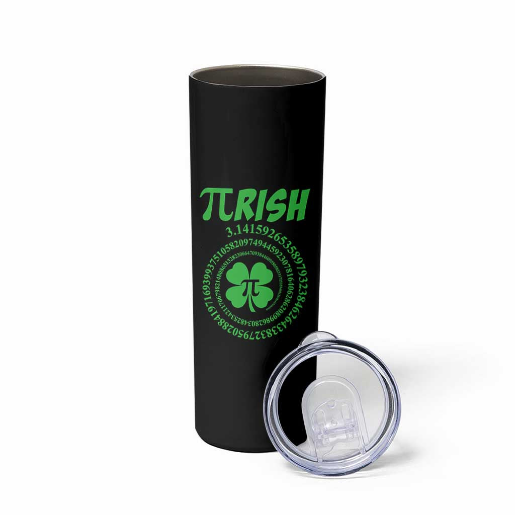 Funny St Patricks Day Pi Symbol Lover Skinny Tumbler Pirish 3,14 Pi Number Shamrock