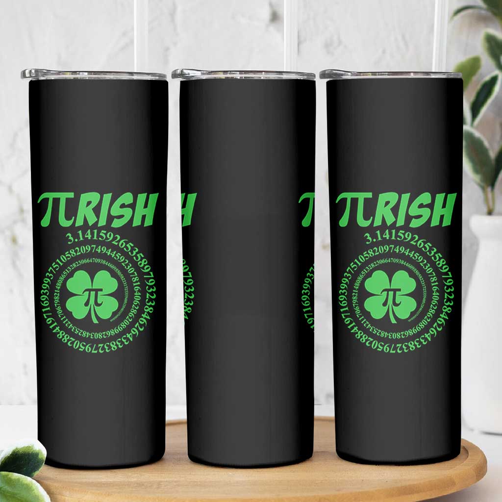 Funny St Patricks Day Pi Symbol Lover Skinny Tumbler Pirish 3,14 Pi Number Shamrock