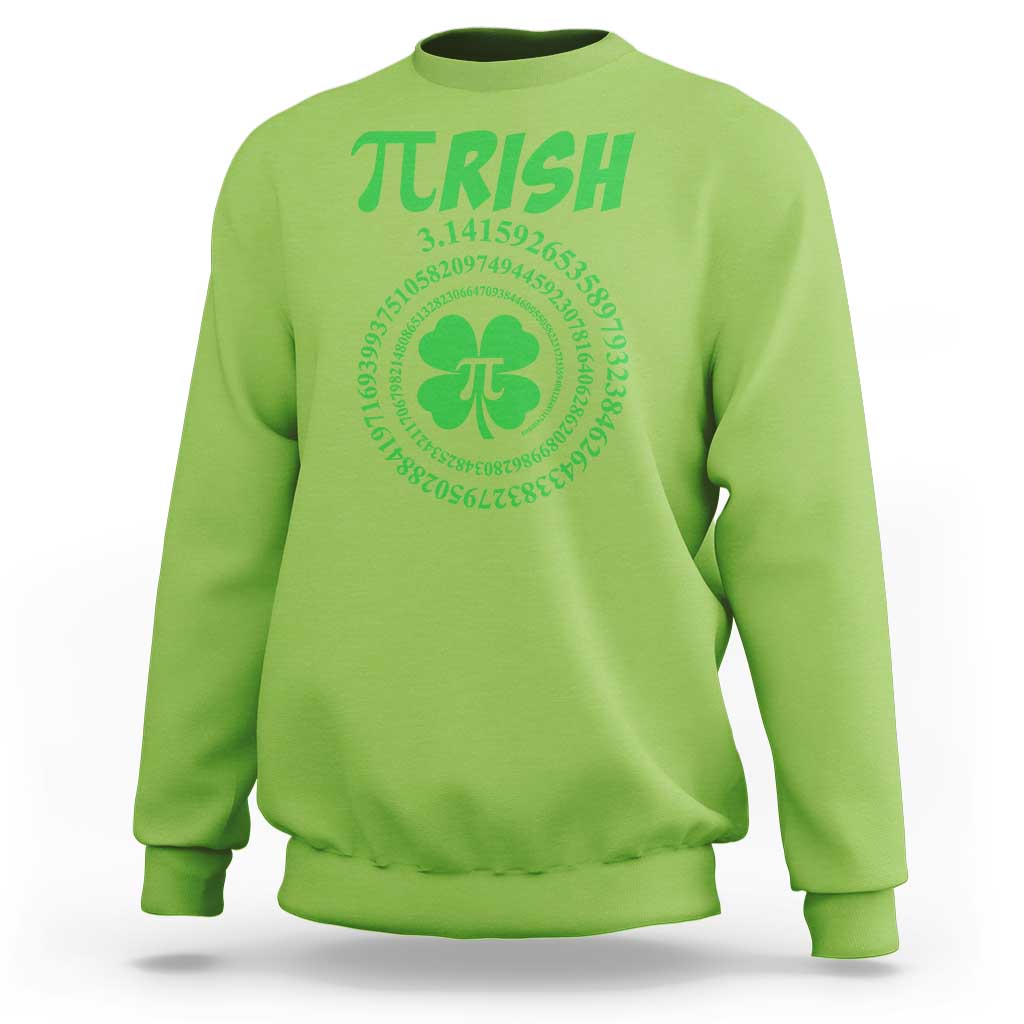 Funny St Patricks Day Pi Symbol Lover Sweatshirt Pirish 3,14 Pi Number Shamrock
