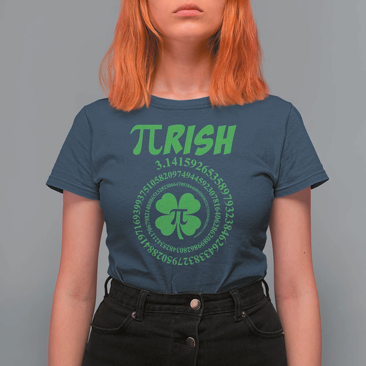 Funny St Patricks Day Pi Symbol Lover T Shirt For Women Pirish 3,14 Pi Number Shamrock