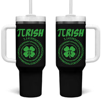 Funny St Patricks Day Pi Symbol Lover Tumbler With Handle Pirish 3,14 Pi Number Shamrock