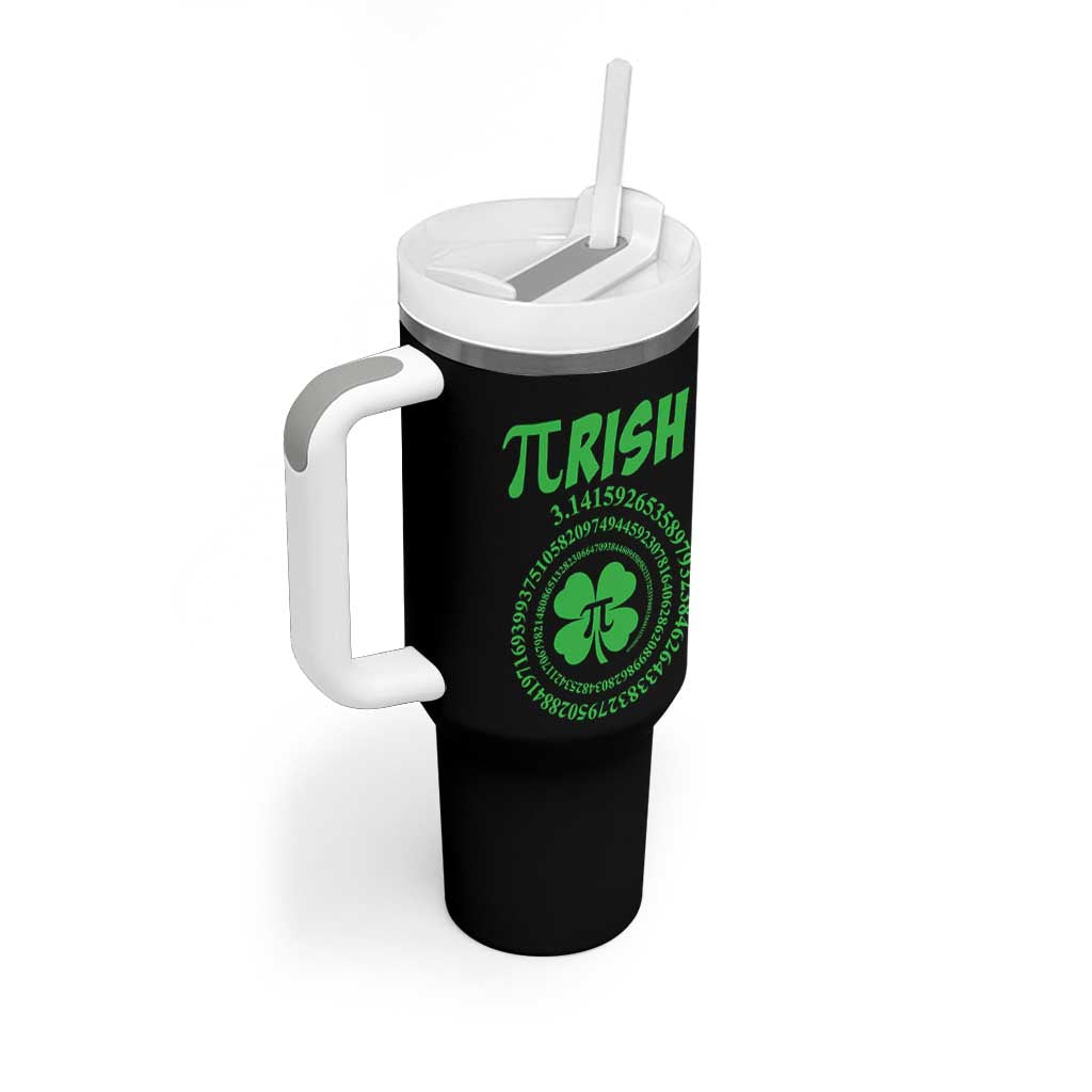 Funny St Patricks Day Pi Symbol Lover Tumbler With Handle Pirish 3,14 Pi Number Shamrock