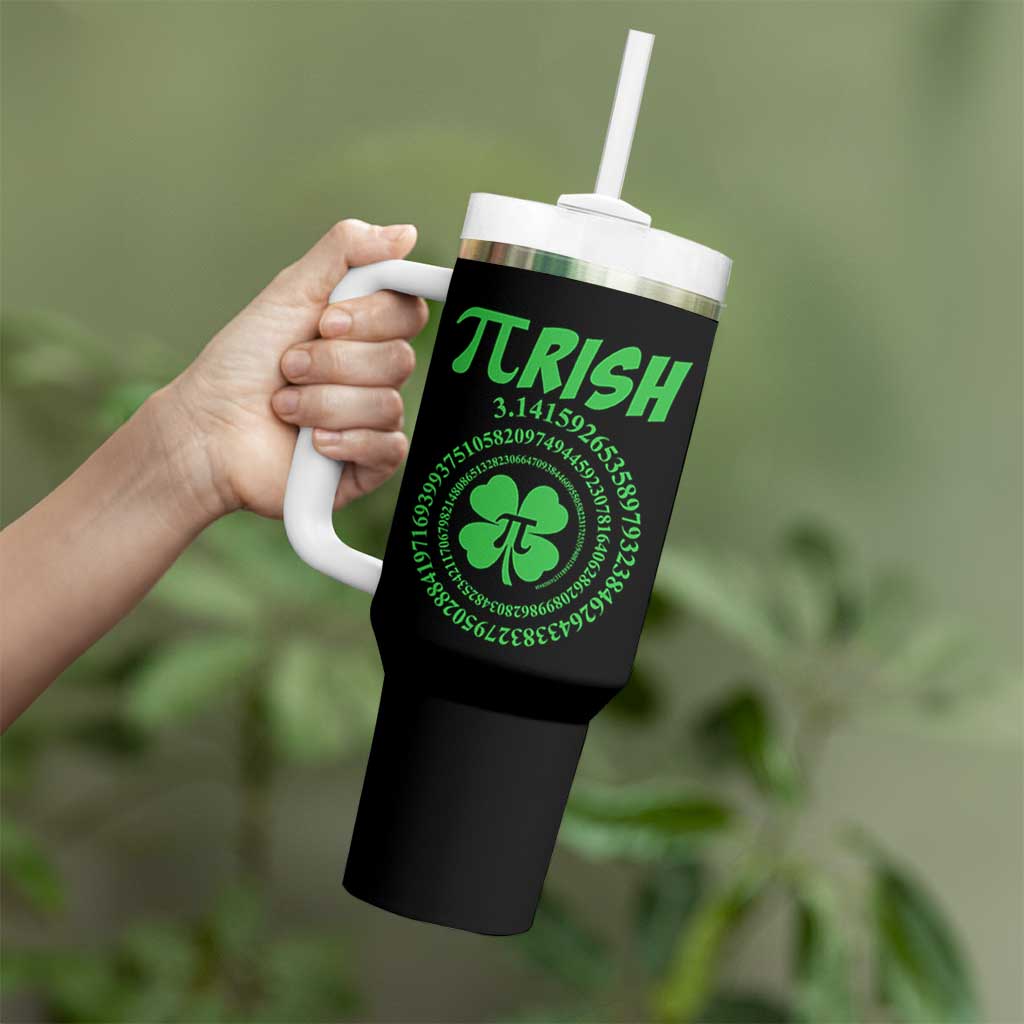 Funny St Patricks Day Pi Symbol Lover Tumbler With Handle Pirish 3,14 Pi Number Shamrock