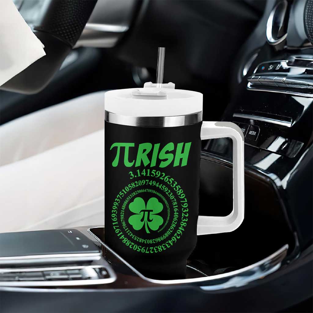 Funny St Patricks Day Pi Symbol Lover Tumbler With Handle Pirish 3,14 Pi Number Shamrock