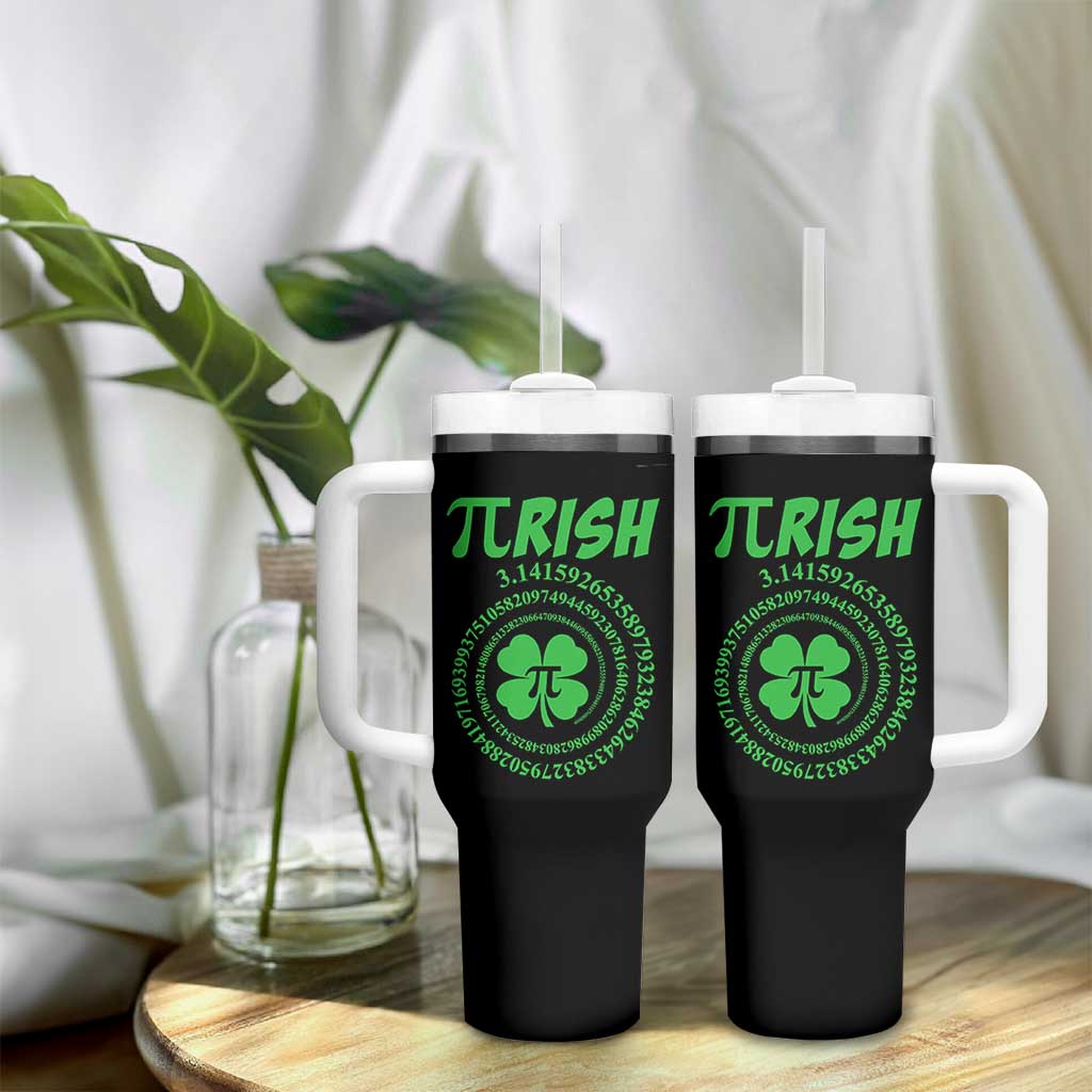 Funny St Patricks Day Pi Symbol Lover Tumbler With Handle Pirish 3,14 Pi Number Shamrock