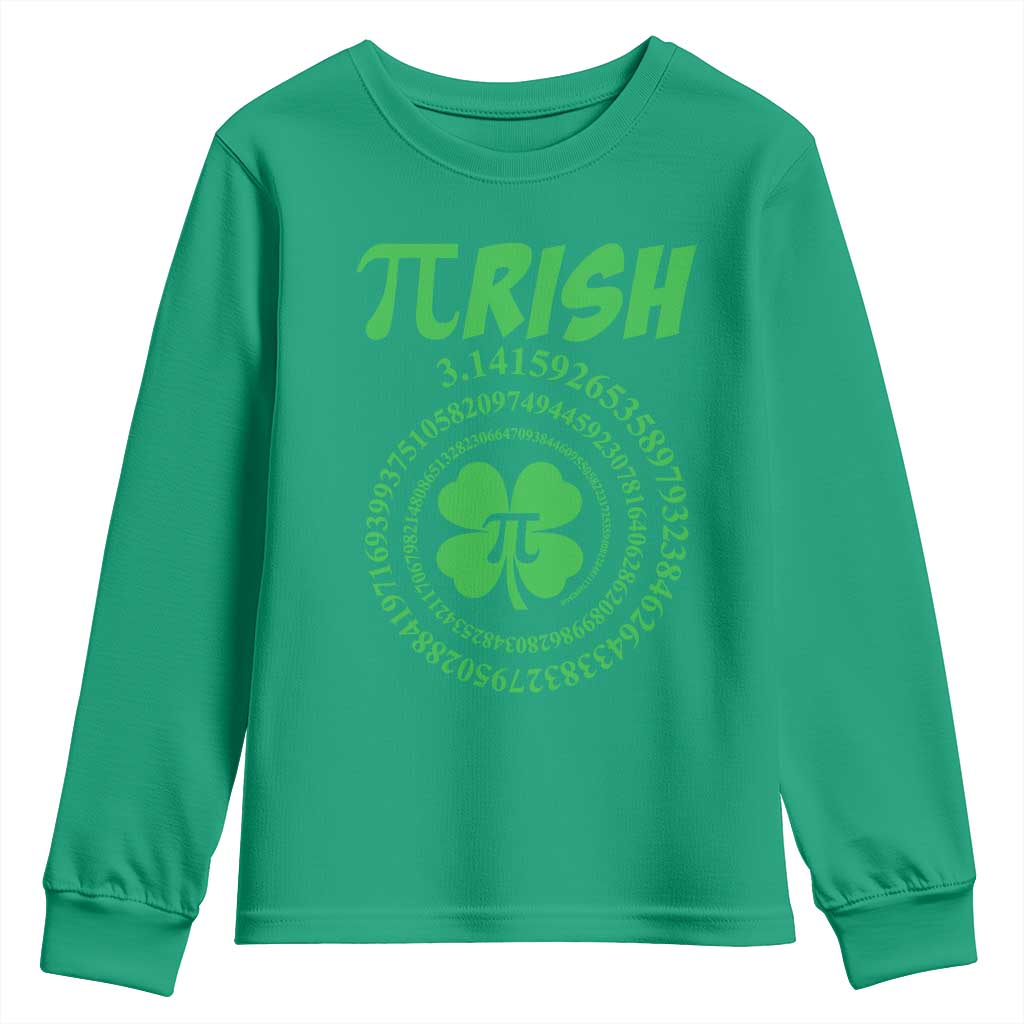 Funny St Patricks Day Pi Symbol Lover Youth Sweatshirt Pirish 3,14 Pi Number Shamrock