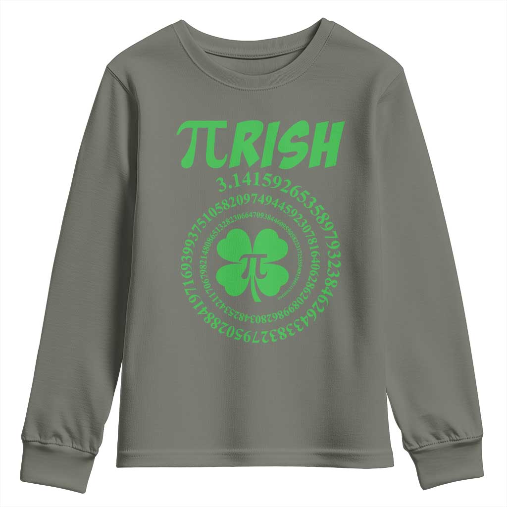 Funny St Patricks Day Pi Symbol Lover Youth Sweatshirt Pirish 3,14 Pi Number Shamrock